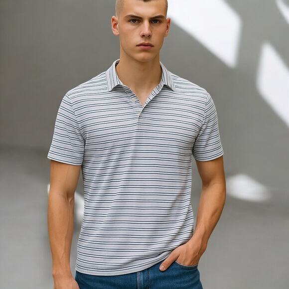 Abercrombie & Fitch Other - Abercrombie & Fitch Soft Air Knit Polo in Blue & White Stripes - Size Medium